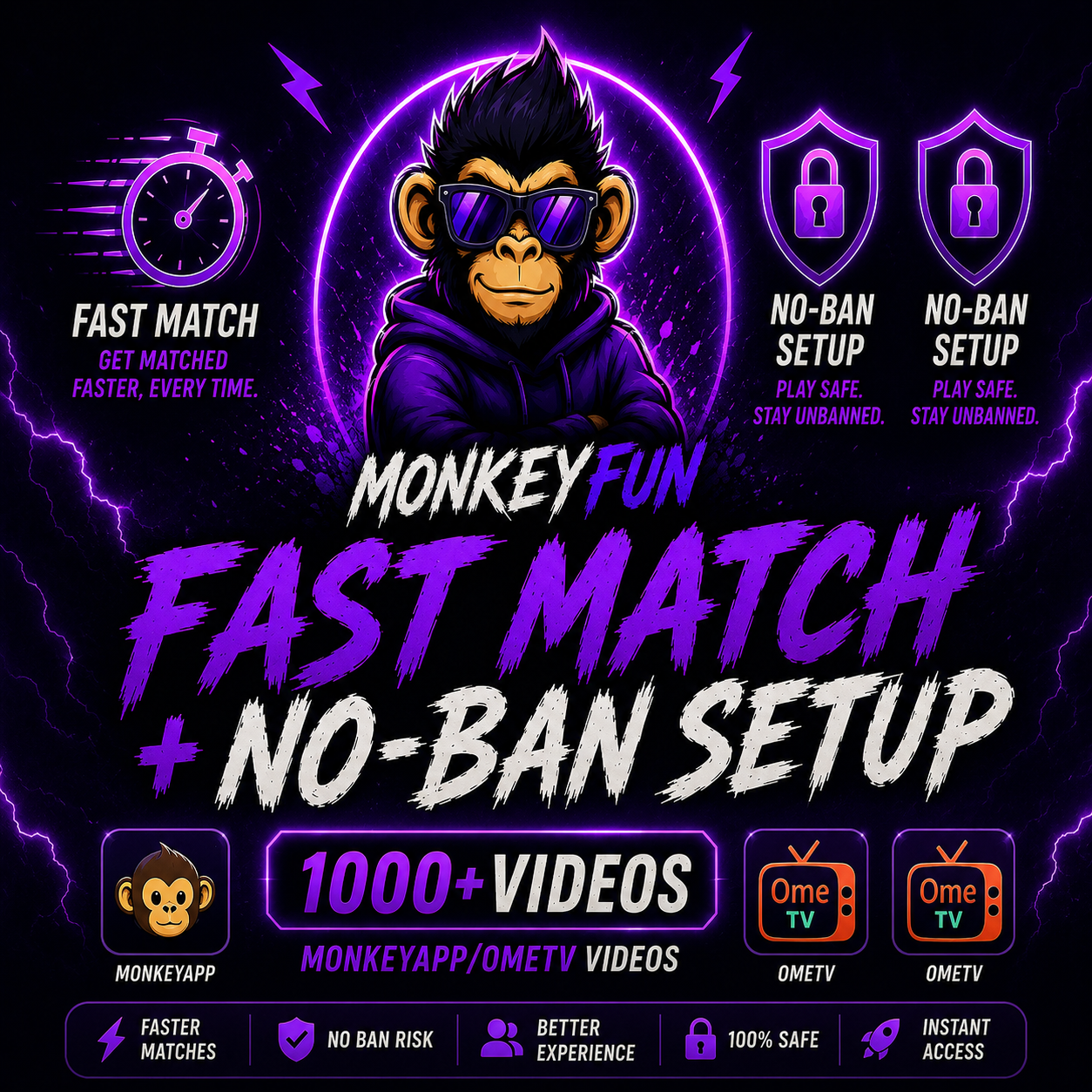 (Fast Match + No Ban Setup) & 1000+ Monkeyapp Wins & Ometv Wins (Instant Access)